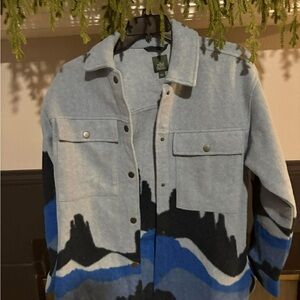 Wild Fable Blue and Black Patterned Jacket